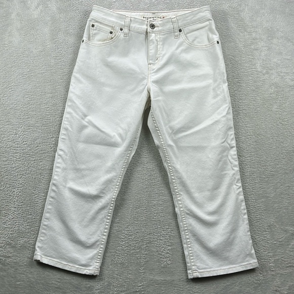 Levi's Denim - Levis Mid Rise Cropped Jeans Size 8 White Denim Non Distressed